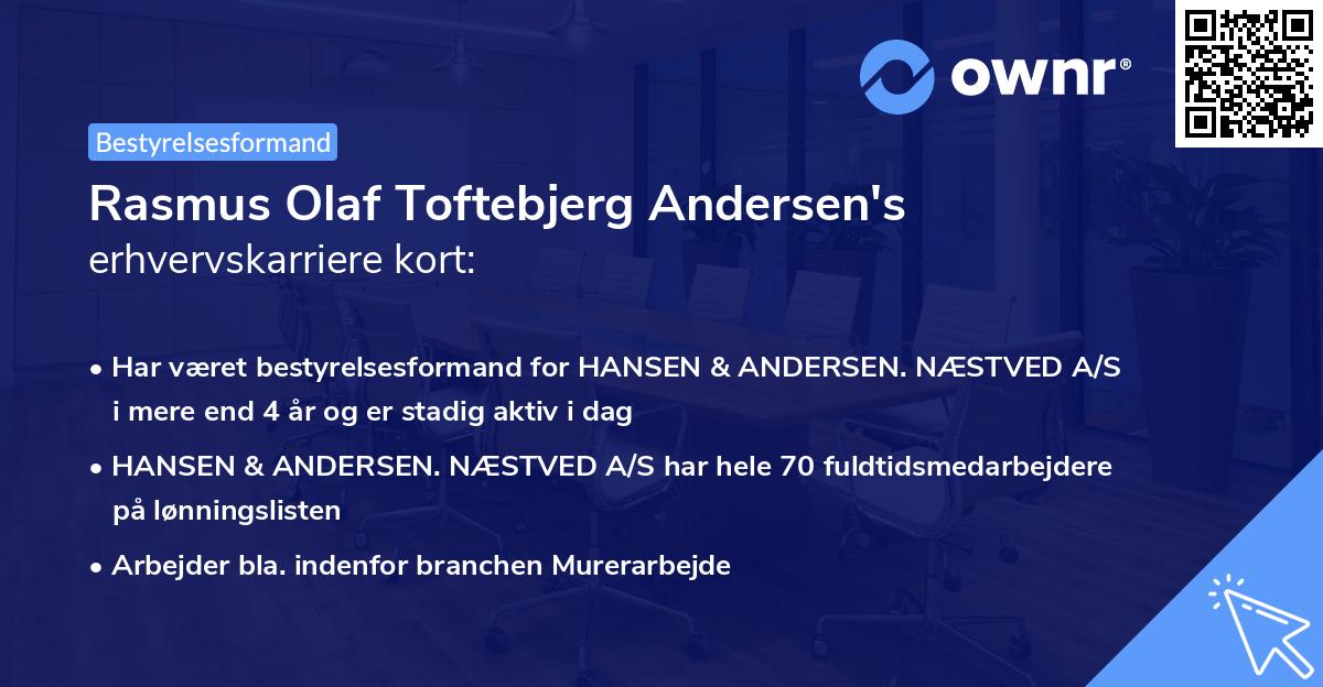 Rasmus Olaf Toftebjerg Andersen's erhvervskarriere kort