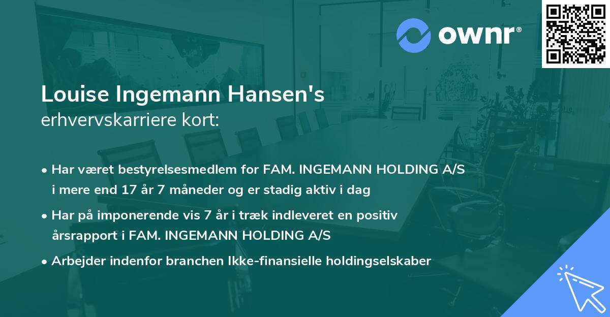 Louise Ingemann Hansen's erhvervskarriere kort