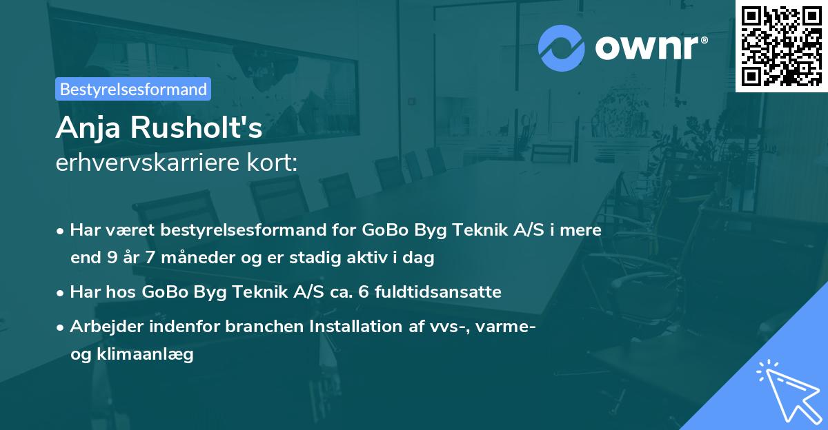 Anja Rusholt's erhvervskarriere kort