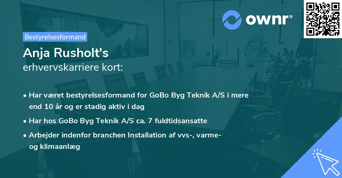 Anja Rusholt's erhvervskarriere kort