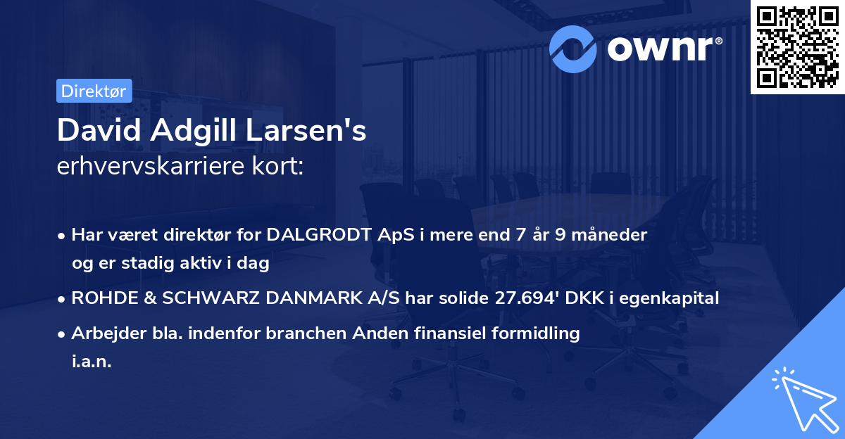 David Adgill Larsen's erhvervskarriere kort