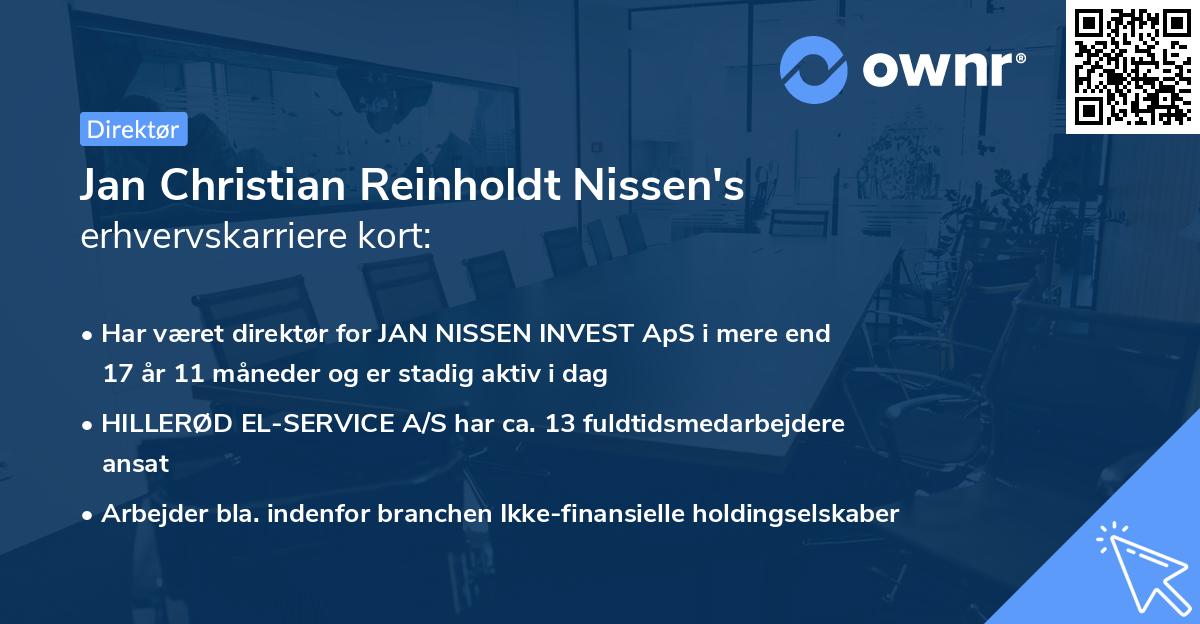 Jan Christian Reinholdt Nissen's erhvervskarriere kort