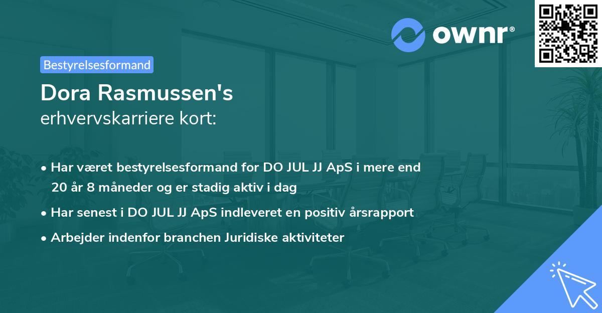 Dora Rasmussen's erhvervskarriere kort