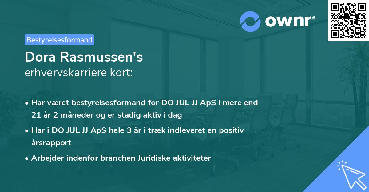 Dora Rasmussen's erhvervskarriere kort