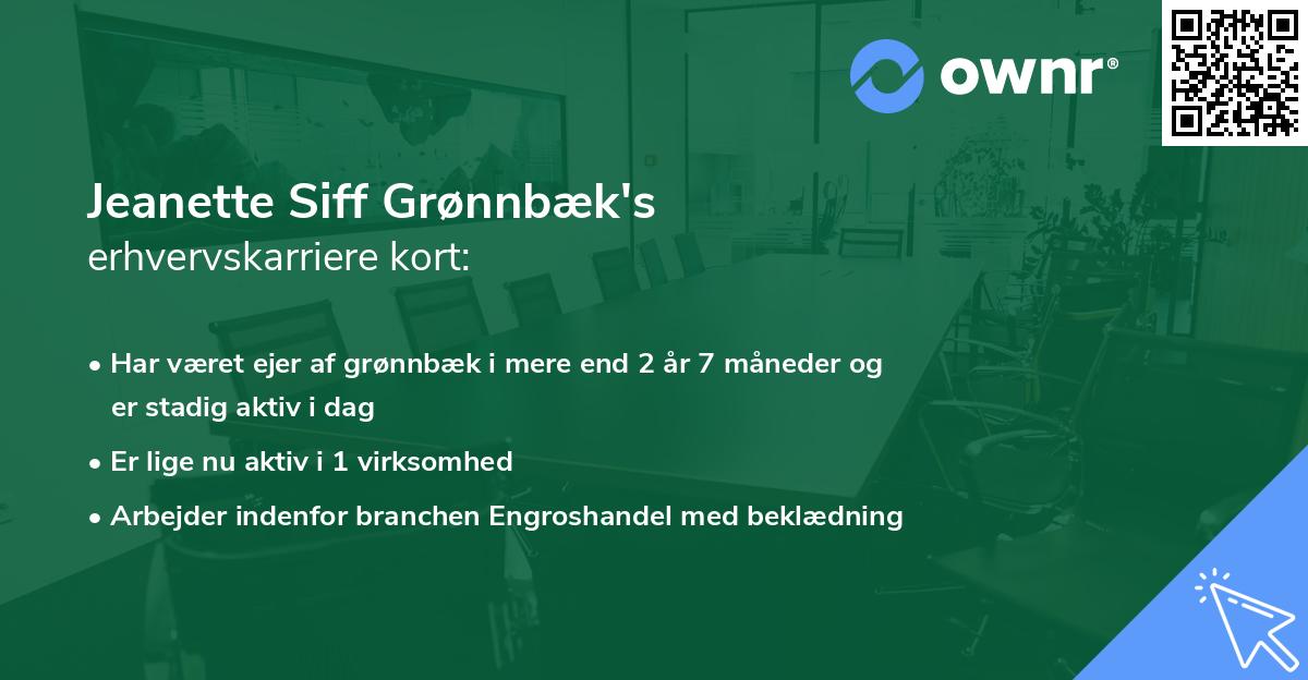 Jeanette Siff Grønnbæk's erhvervskarriere kort