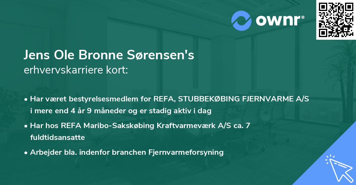 Jens Ole Bronne Sørensen's erhvervskarriere kort
