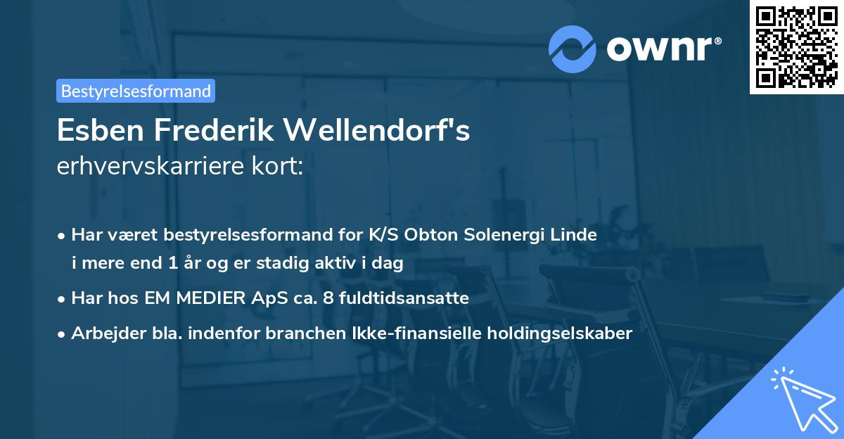 Esben Frederik Wellendorf's erhvervskarriere kort