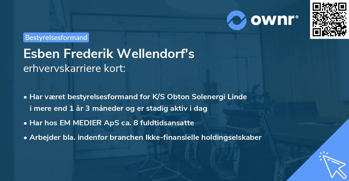 Esben Frederik Wellendorf's erhvervskarriere kort
