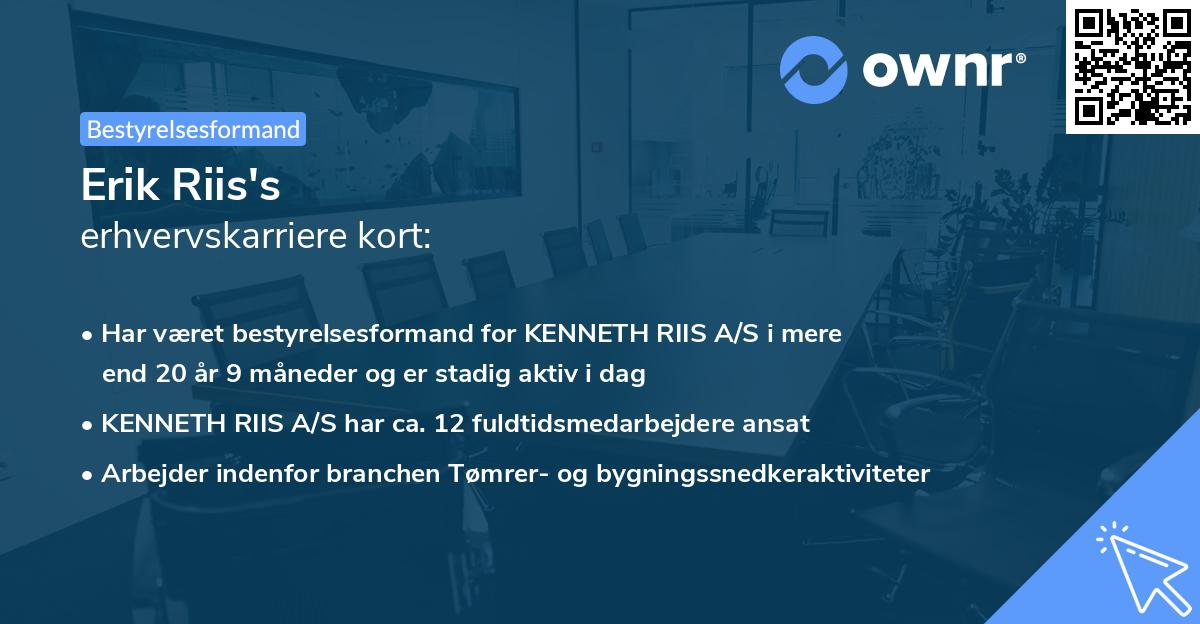 Erik Riis's erhvervskarriere kort