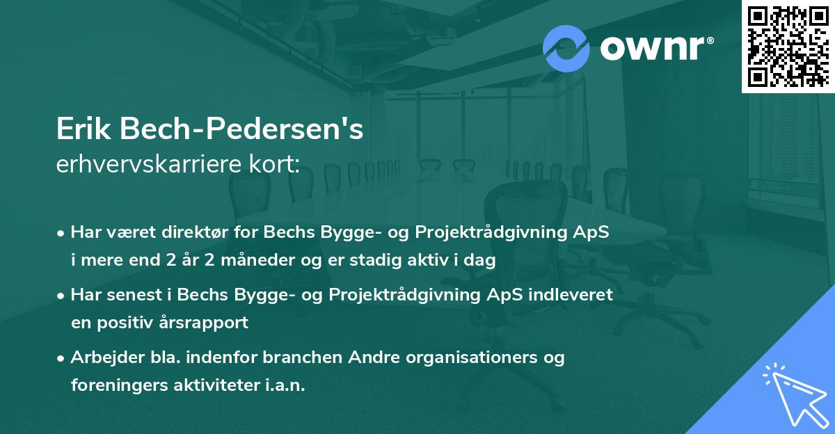 Erik Bech-Pedersen's erhvervskarriere kort