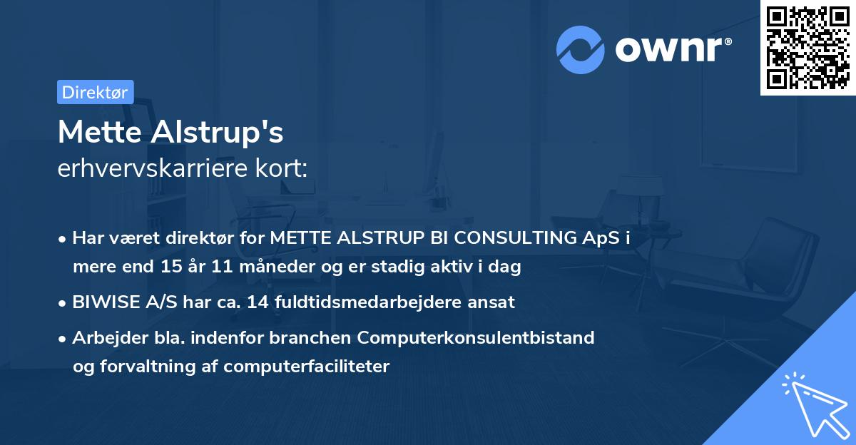 Mette Alstrup's erhvervskarriere kort