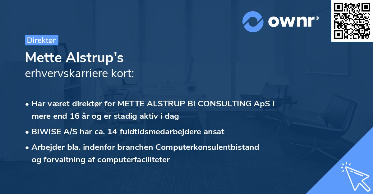 Mette Alstrup's erhvervskarriere kort