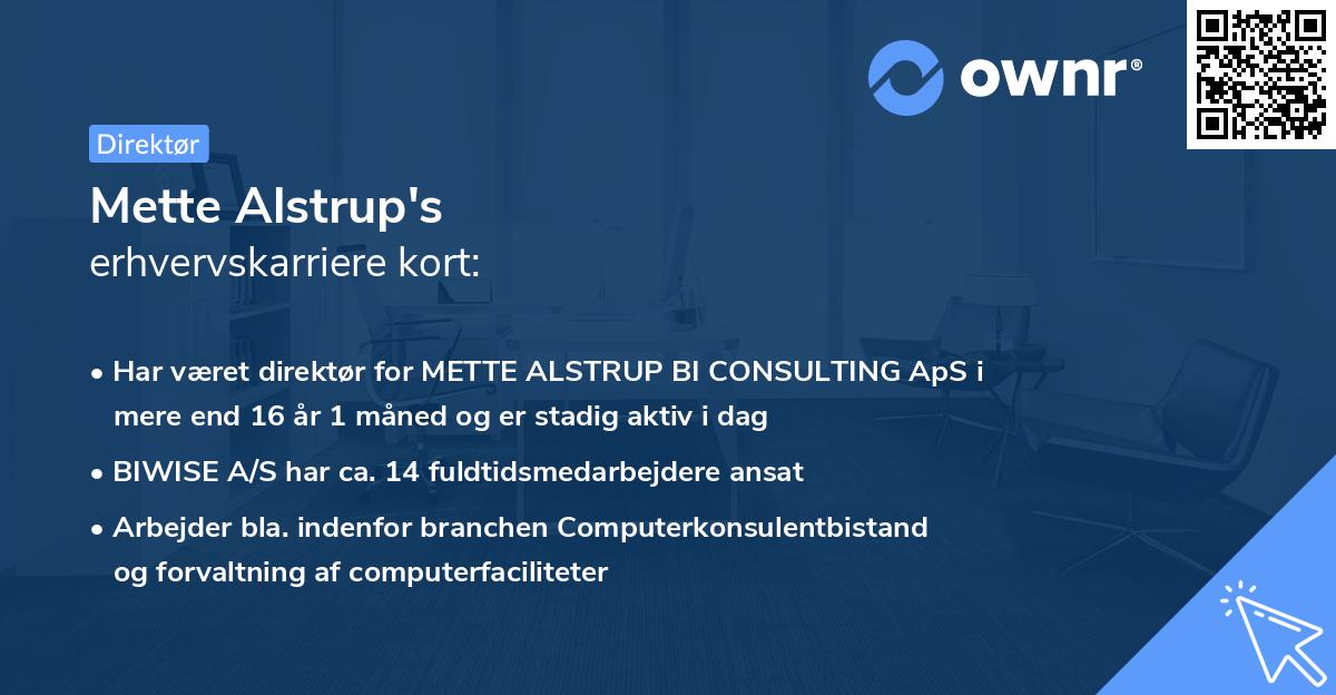 Mette Alstrup's erhvervskarriere kort