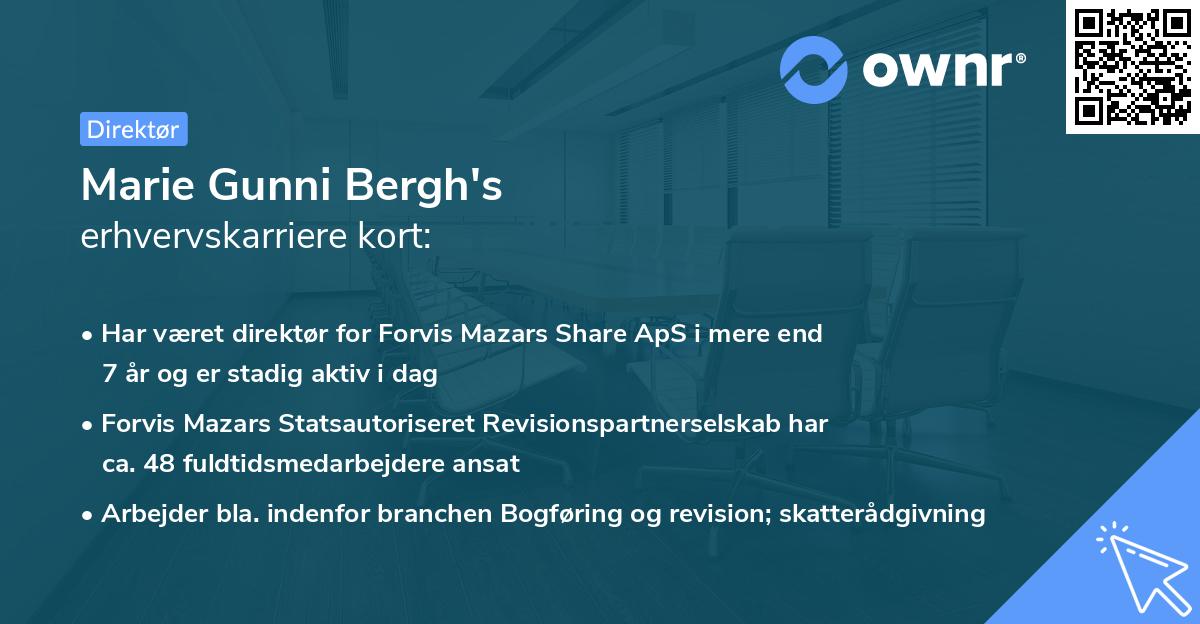 Marie Gunni Bergh's erhvervskarriere kort