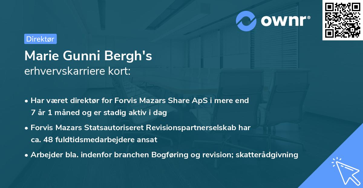 Marie Gunni Bergh's erhvervskarriere kort