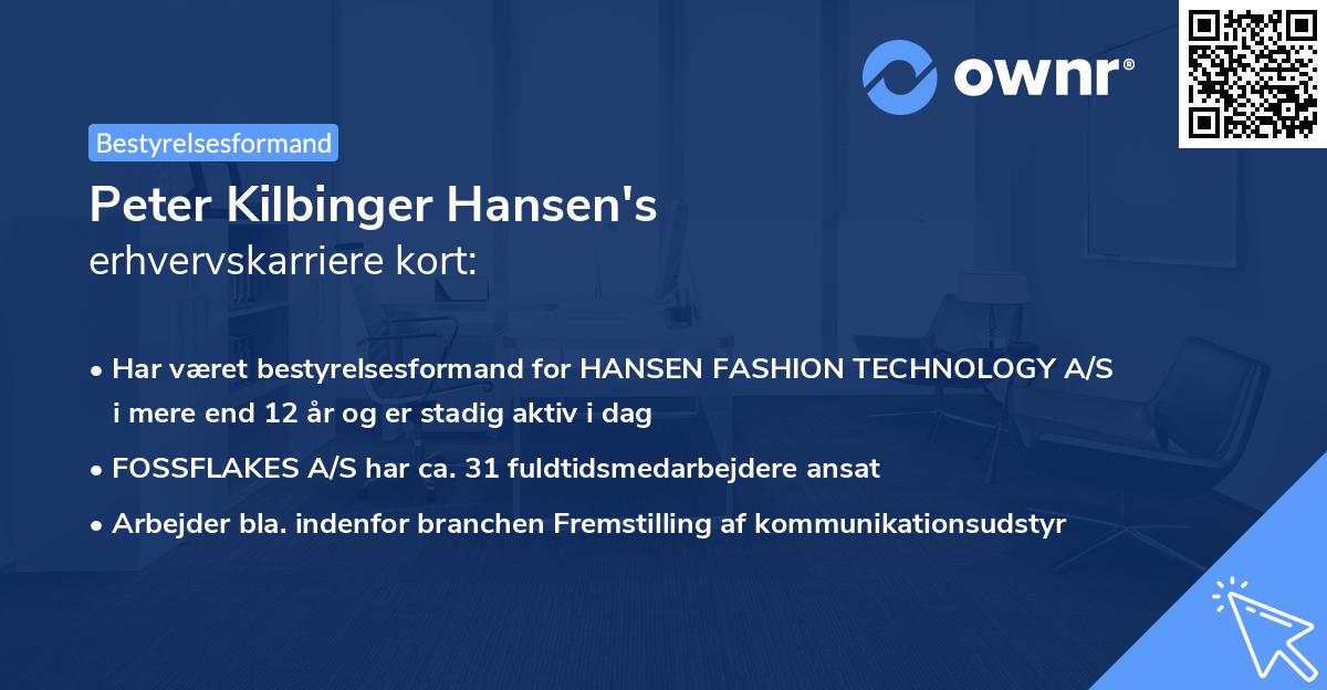 Peter Kilbinger Hansen's erhvervskarriere kort