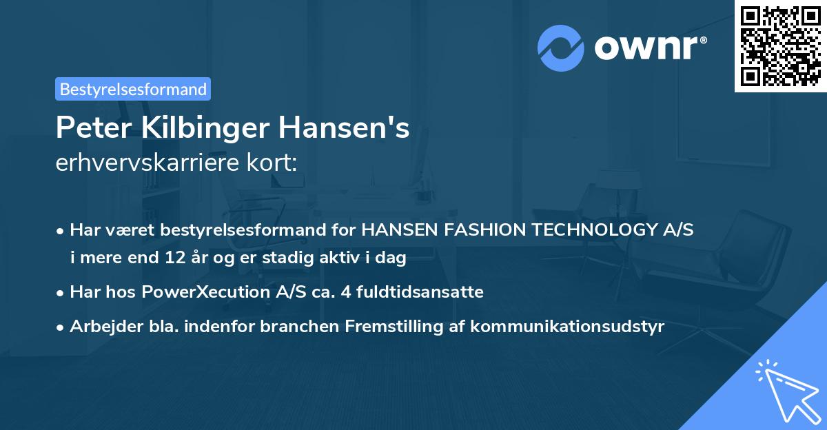 Peter Kilbinger Hansen's erhvervskarriere kort
