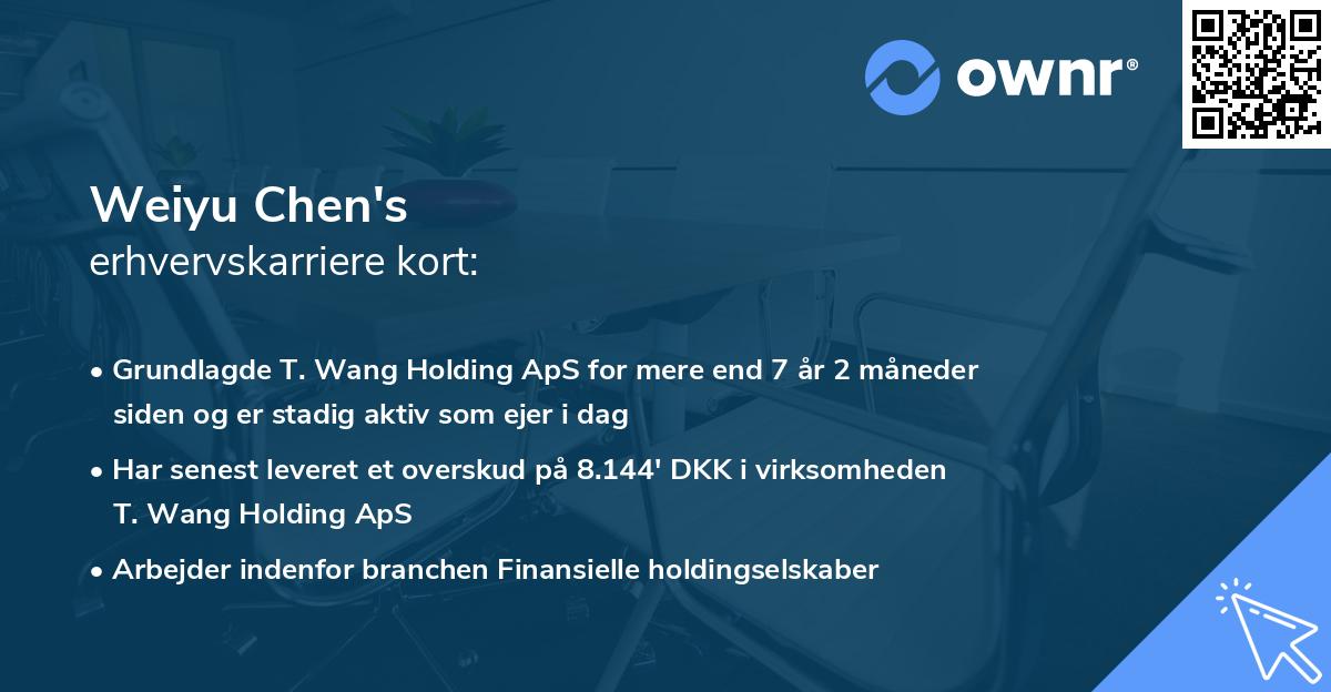 Weiyu Chen's erhvervskarriere kort
