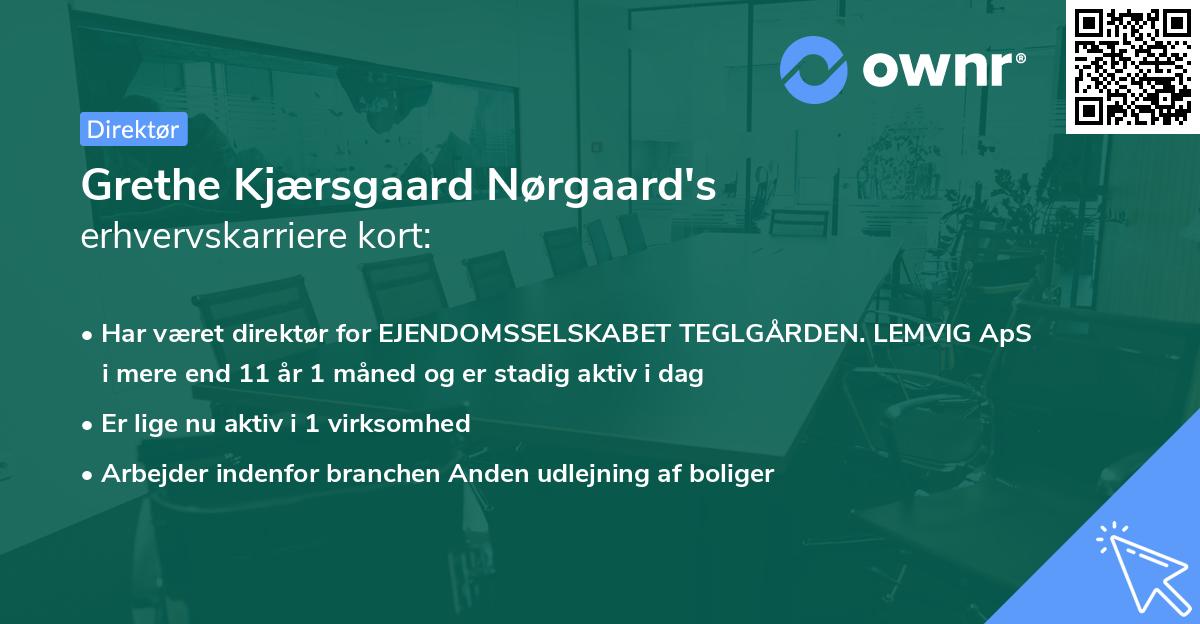 Grethe Kjærsgaard Nørgaard's erhvervskarriere kort