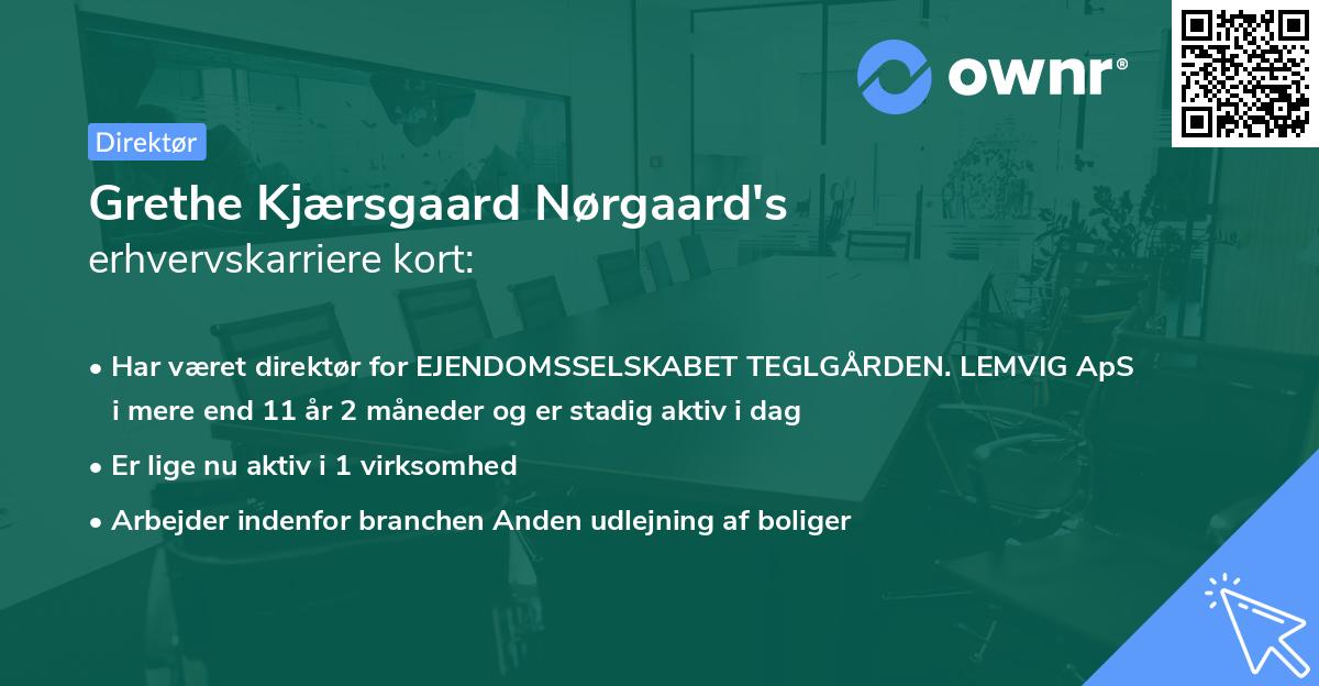 Grethe Kjærsgaard Nørgaard's erhvervskarriere kort