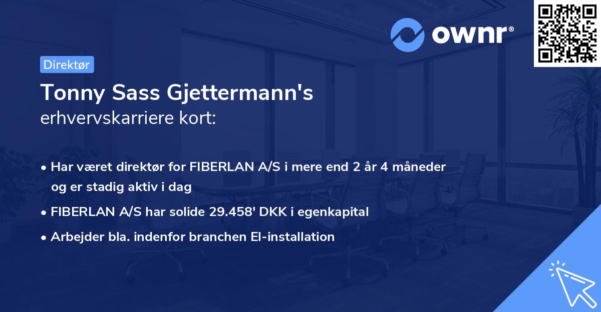 Tonny Sass Gjettermann's erhvervskarriere kort