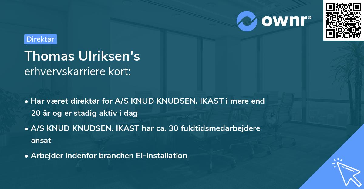 Thomas Ulriksen's erhvervskarriere kort