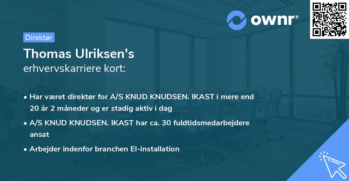 Thomas Ulriksen's erhvervskarriere kort