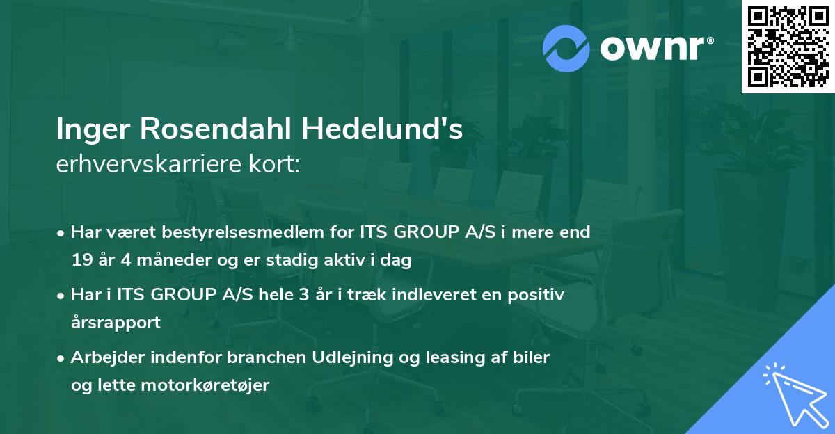 Inger Rosendahl Hedelund's erhvervskarriere kort