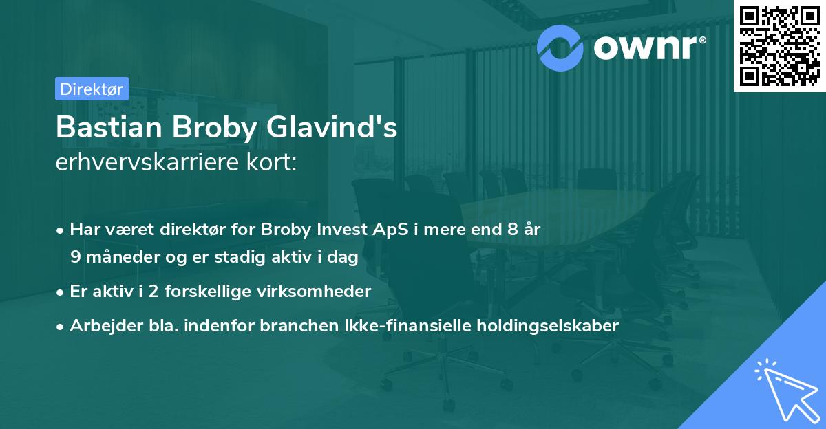 Bastian Broby Glavind's erhvervskarriere kort