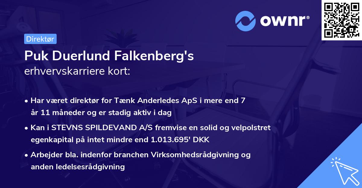 Puk Duerlund Falkenberg's erhvervskarriere kort