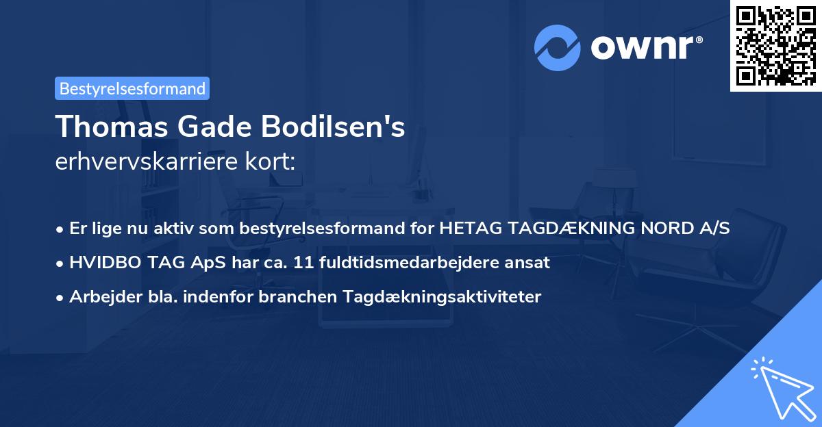 Thomas Gade Bodilsen's erhvervskarriere kort