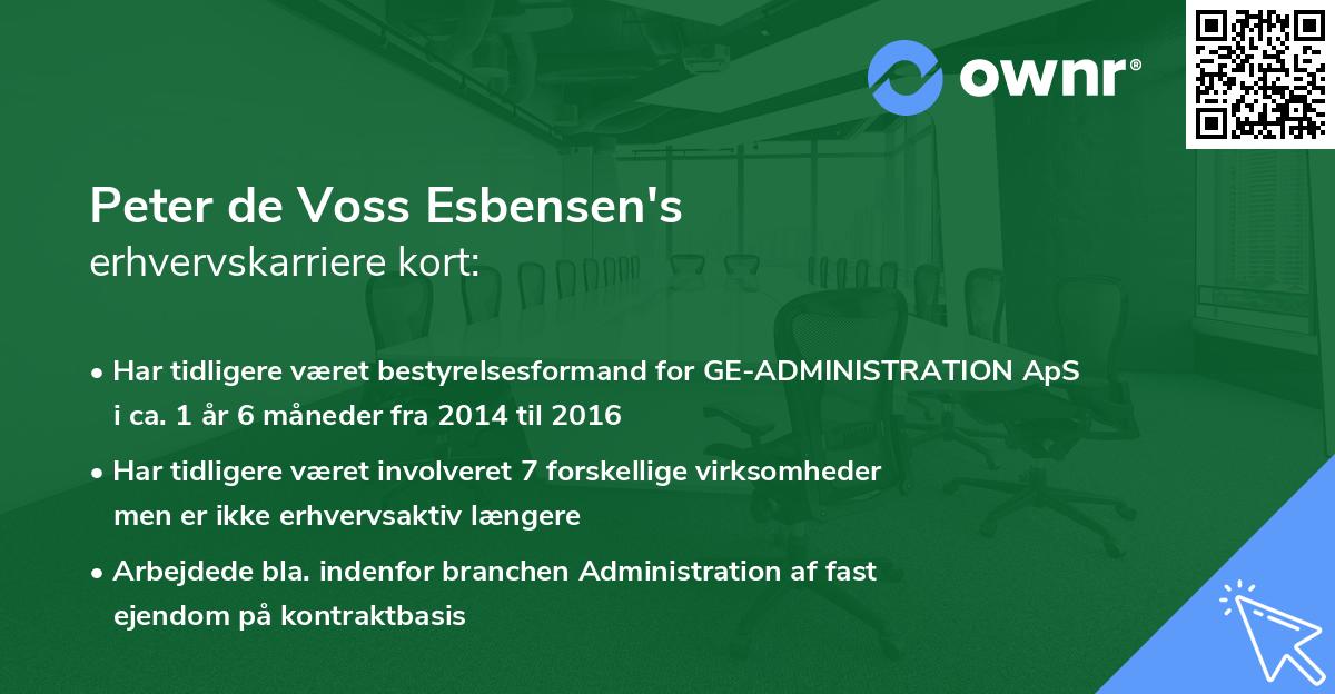 Peter de Voss Esbensen's erhvervskarriere kort