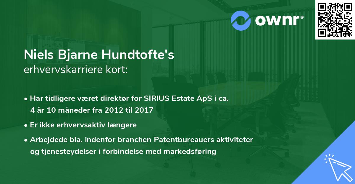Niels Bjarne Hundtofte's erhvervskarriere kort