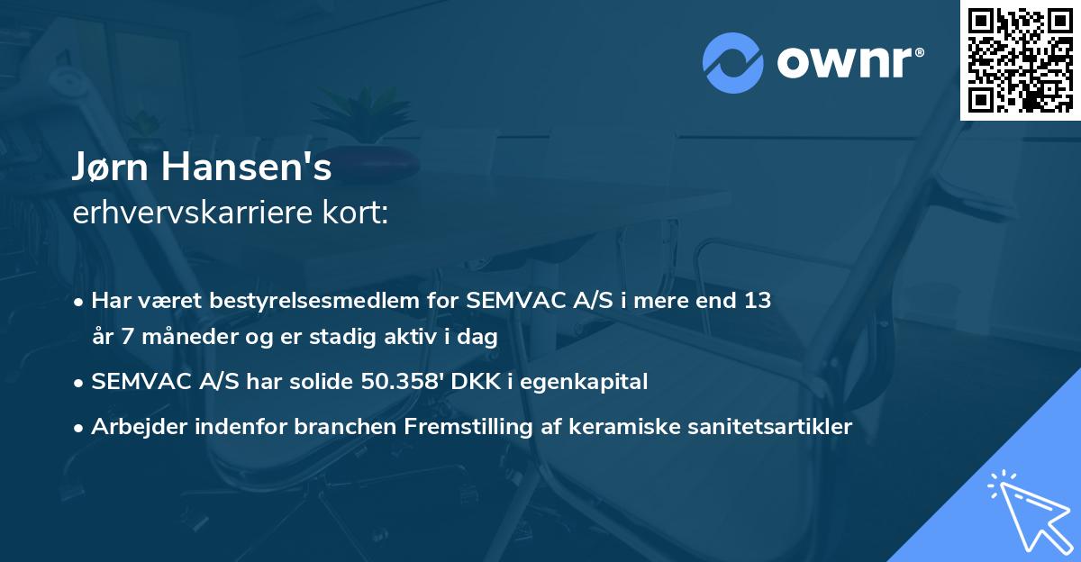 Jørn Hansen's erhvervskarriere kort