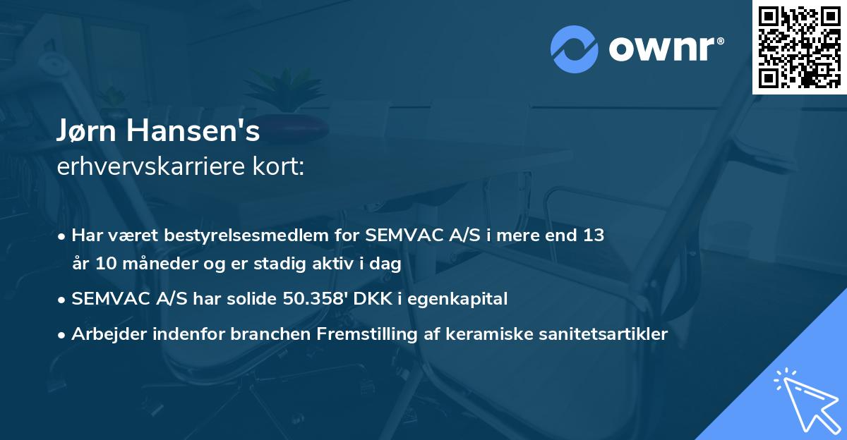 Jørn Hansen's erhvervskarriere kort