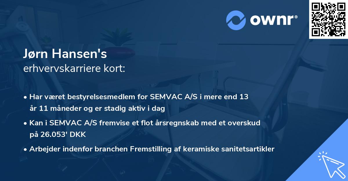 Jørn Hansen's erhvervskarriere kort