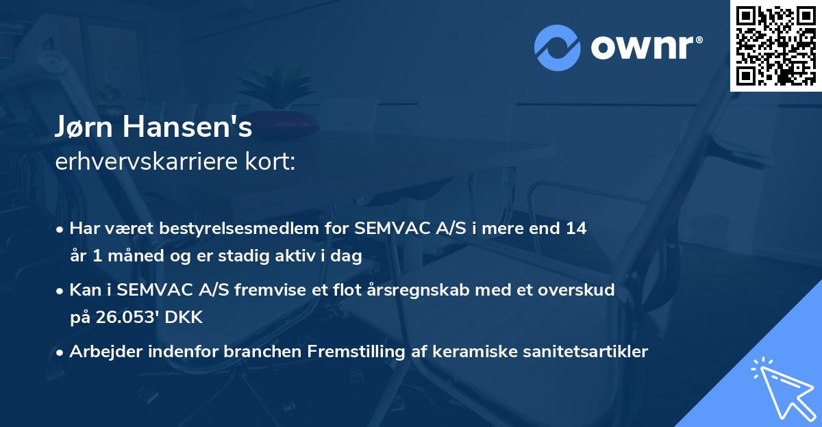 Jørn Hansen's erhvervskarriere kort