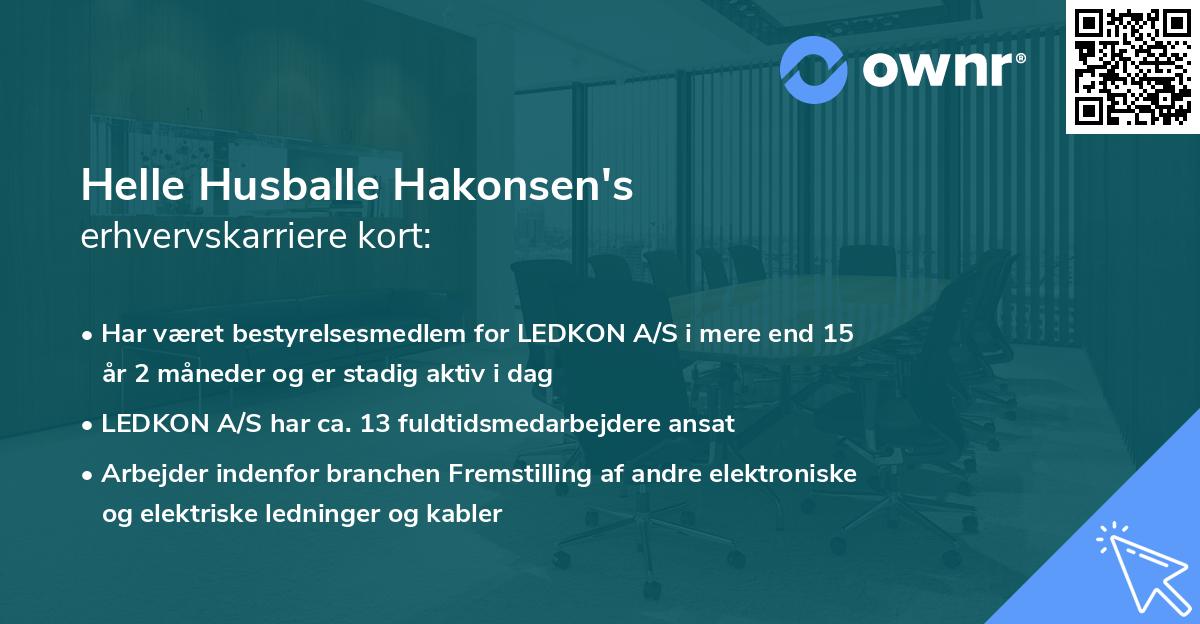 Helle Husballe Hakonsen's erhvervskarriere kort
