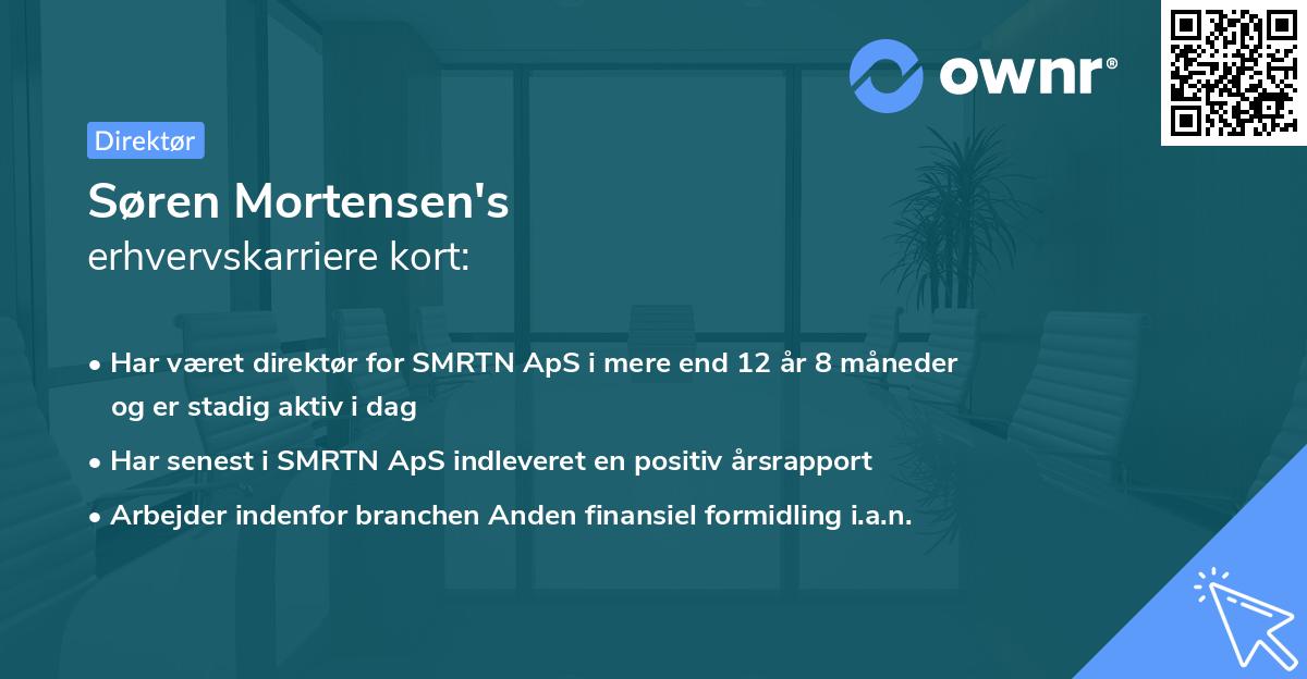 Søren Mortensen's erhvervskarriere kort