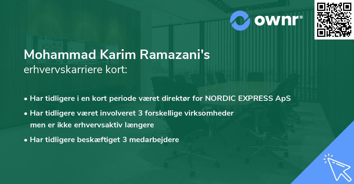 Mohammad Karim Ramazani's erhvervskarriere kort