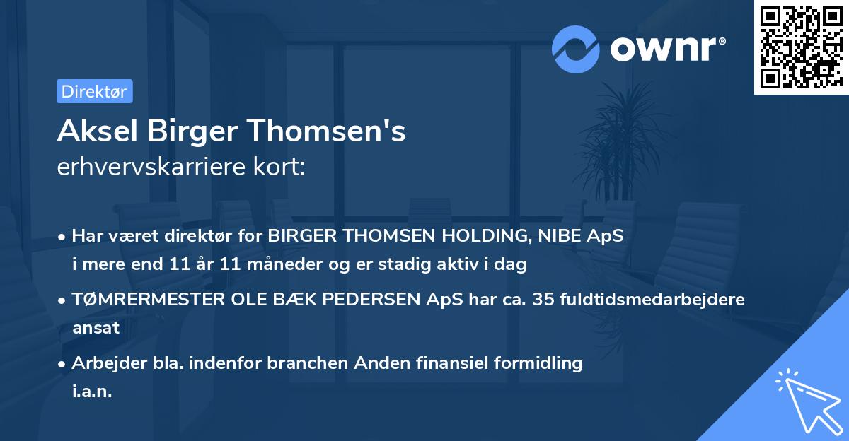 Aksel Birger Thomsen's erhvervskarriere kort