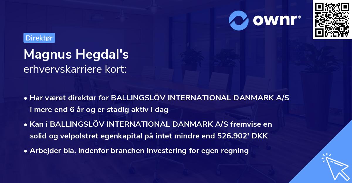 Magnus Hegdal's erhvervskarriere kort