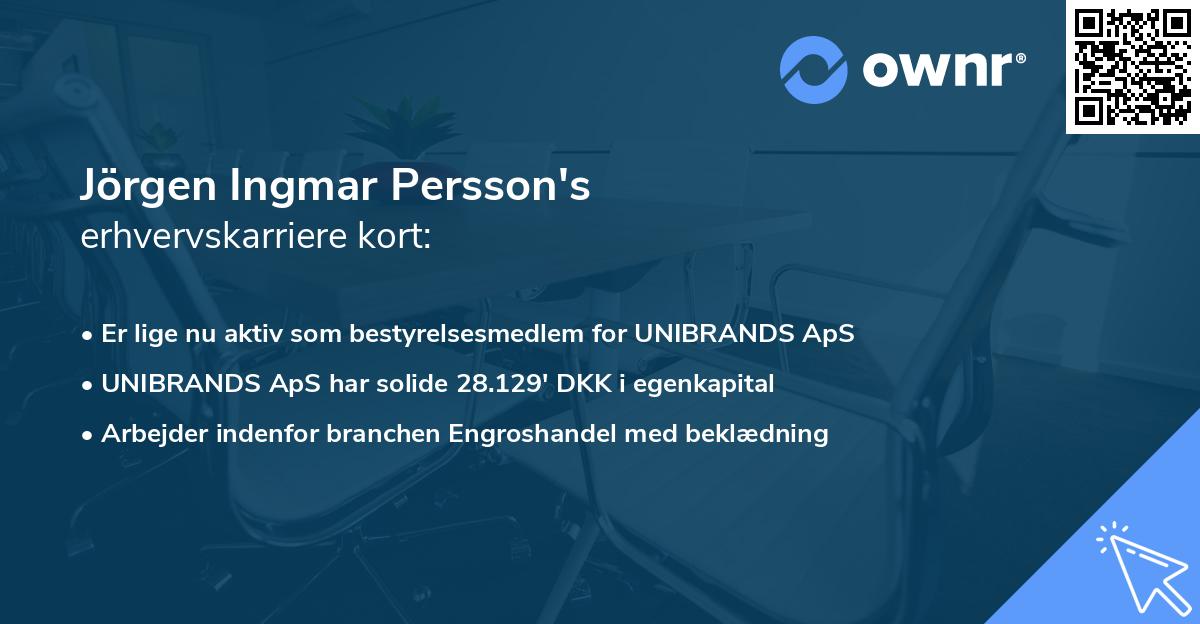Jörgen Ingmar Persson's erhvervskarriere kort