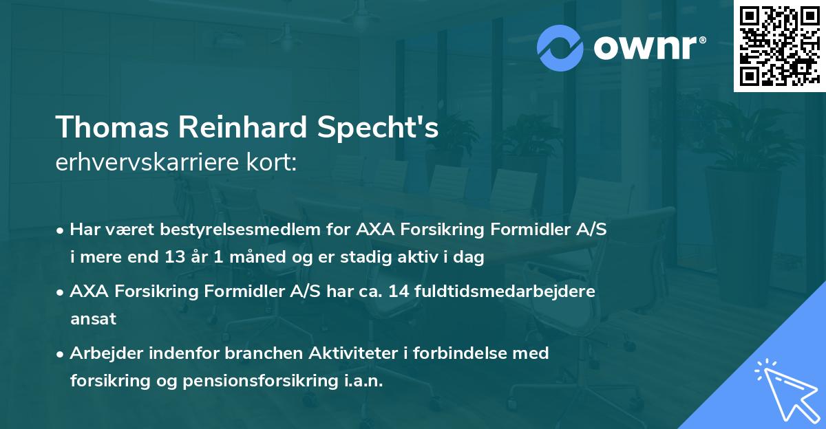 Thomas Reinhard Specht's erhvervskarriere kort