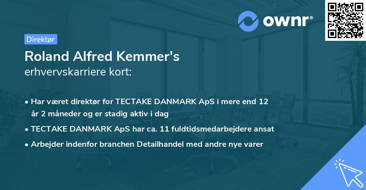 Roland Alfred Kemmer's erhvervskarriere kort