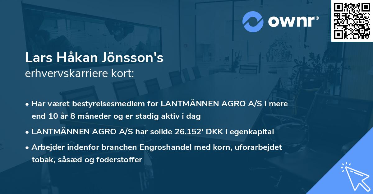 Lars Håkan Jönsson's erhvervskarriere kort