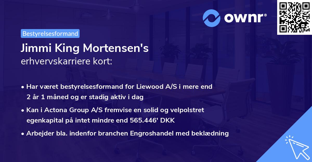 Jimmi King Mortensen's erhvervskarriere kort