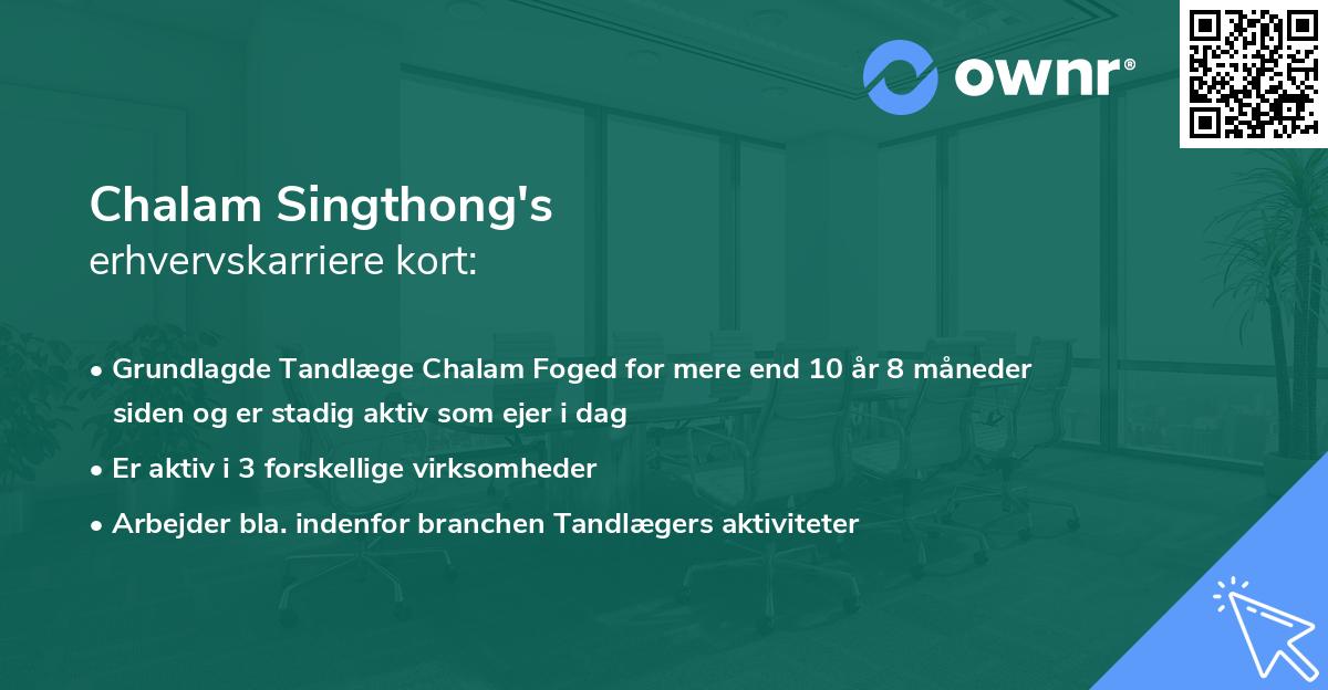 Chalam Singthong's erhvervskarriere kort