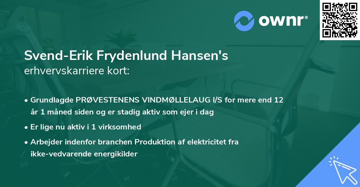 Svend-Erik Frydenlund Hansen's erhvervskarriere kort