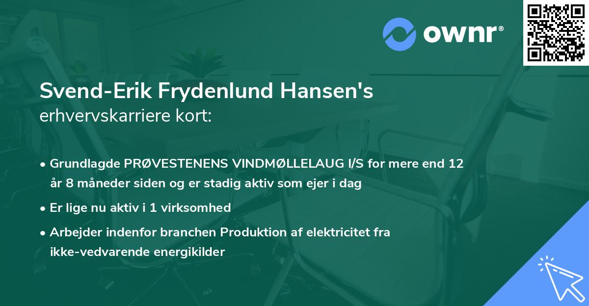 Svend-Erik Frydenlund Hansen's erhvervskarriere kort